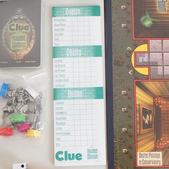 VTG Clue Disney Haunted Mansion Edition Board Game Parker Bros 2004 COMPLETE - Picture 9 of 14